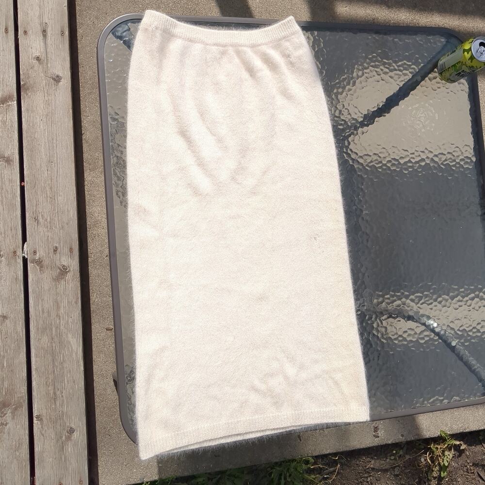 Vintage Richard & Co. Lambswool Angora Cream Pencil Skirt High-waisted M